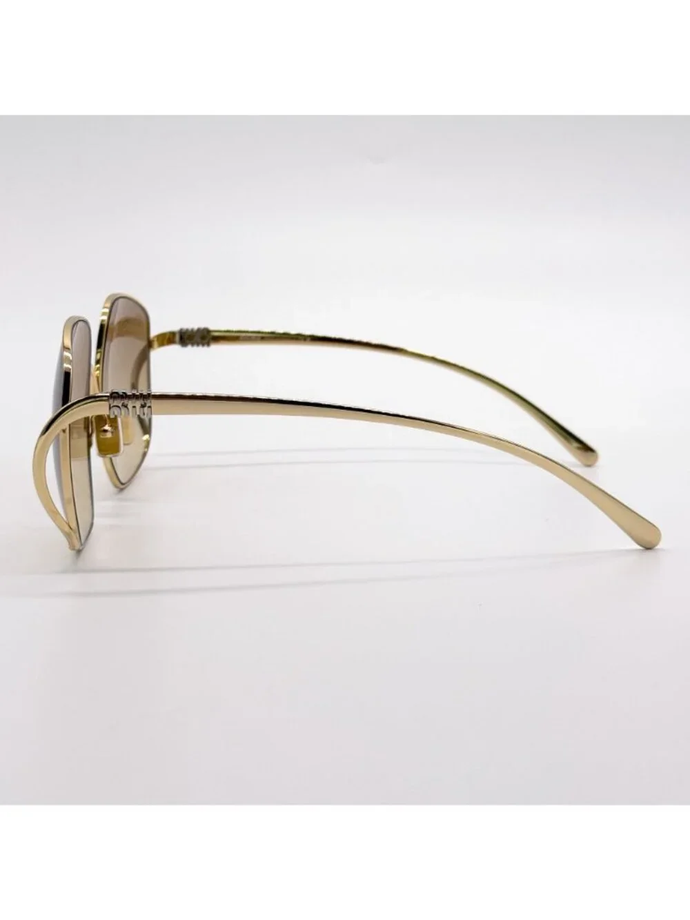 New Miu Miu MU A57S Gold Yellow Oversized Sunglasses MUA57S 5AK20S